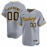 Men's Pittsburgh Pirates Active Player Custom Gray Away Limited Baseball Stitched Jersey,baseball caps,new era cap wholesale,wholesale hats